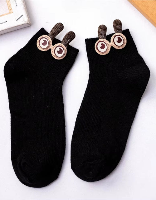Load image into Gallery viewer, New Women'S Spring Summer Cartoon 3D Big Eyes Rabbit Eared Short Tube Socks Novelty Funny Soft Cotton Ankle Sokken Gift
