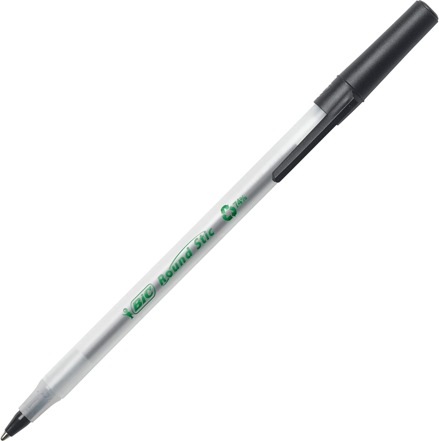 Ecolutions round Stic Ballpoint Pens, Medium Point (1.0Mm), 50-Count Pack, Black Ink Pens Made from 97% Recycled Plastic