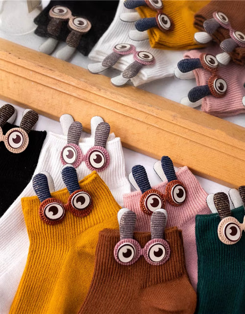 Load image into Gallery viewer, New Women'S Spring Summer Cartoon 3D Big Eyes Rabbit Eared Short Tube Socks Novelty Funny Soft Cotton Ankle Sokken Gift
