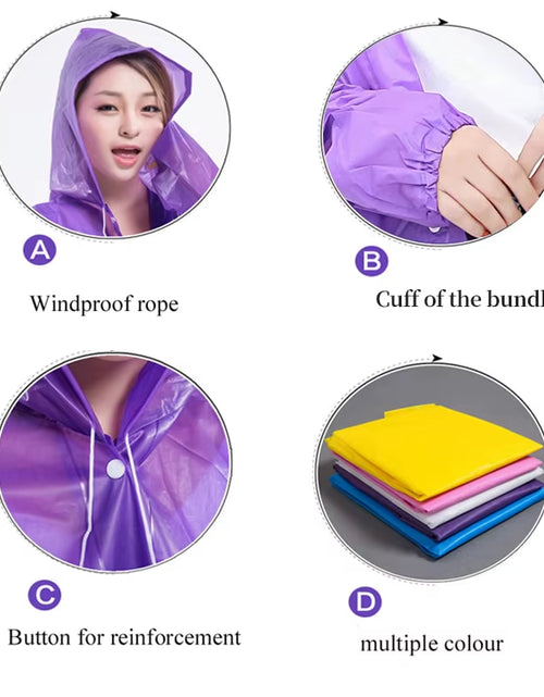 Load image into Gallery viewer, 1Pc Hooded Rain Coat Women Men Impermeable Thickened Waterproof Tourism Outdoor Hiking Rain Poncho Outdoor Products
