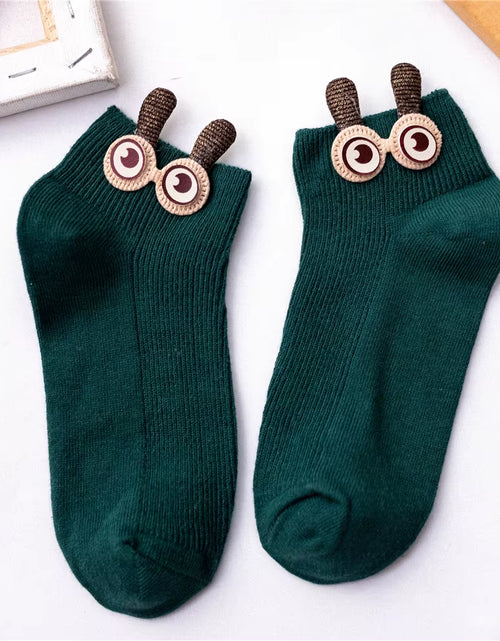 Load image into Gallery viewer, New Women'S Spring Summer Cartoon 3D Big Eyes Rabbit Eared Short Tube Socks Novelty Funny Soft Cotton Ankle Sokken Gift
